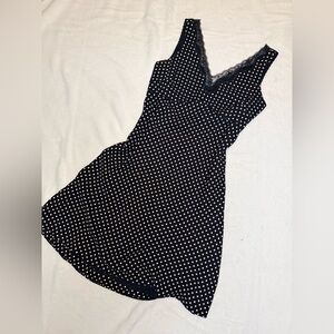 Ann Taylor by LOFT Black and White Polka Dot Midi Dress size 4